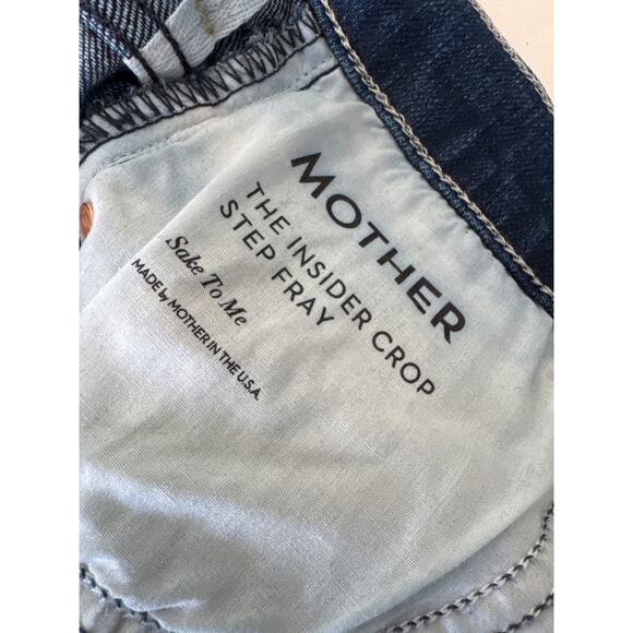 MOTHER The Insider Crop Denim Jean Step Fray Sake To Me Size 25 - Picture 9 of 9